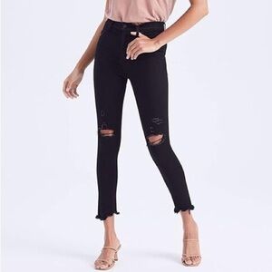 Abercrombie & Fitch High-Rise Super Skinny Ankle Jean Black Destroy Jeans Sz 30S
